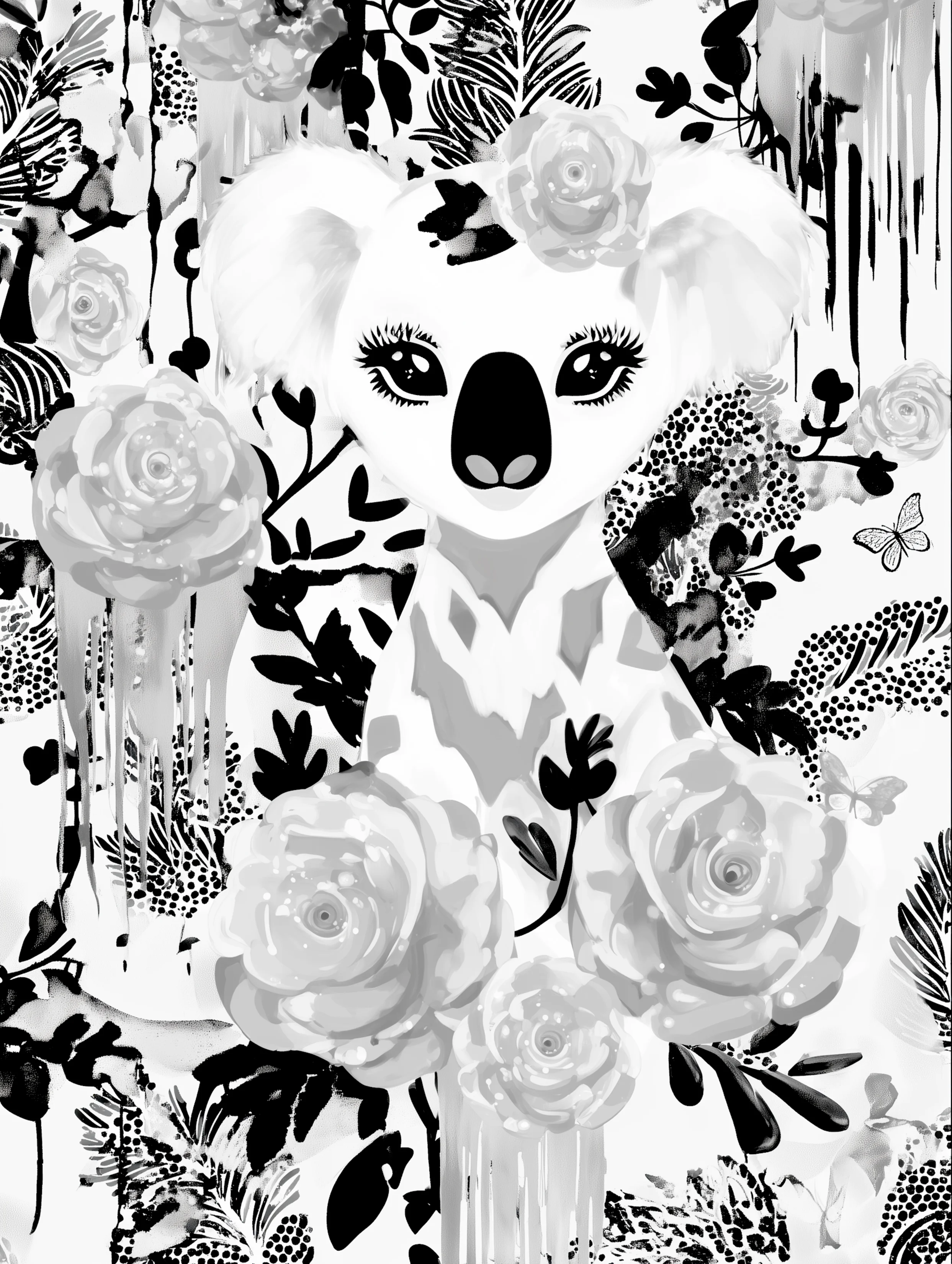 Free printable koala coloring page for adults featuring a long neck koala